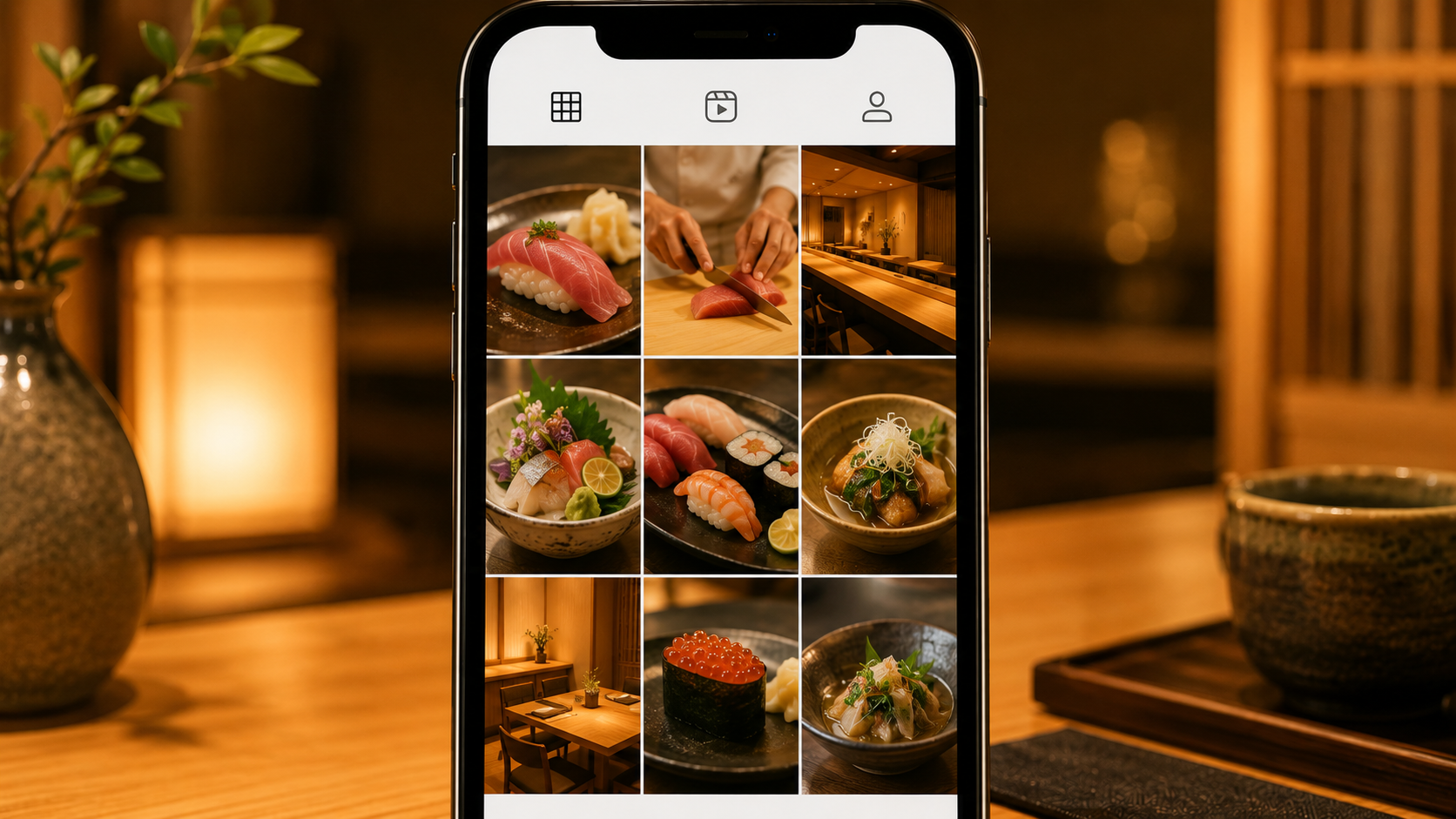 インスタ集客 料理写真のグリッドイメージ